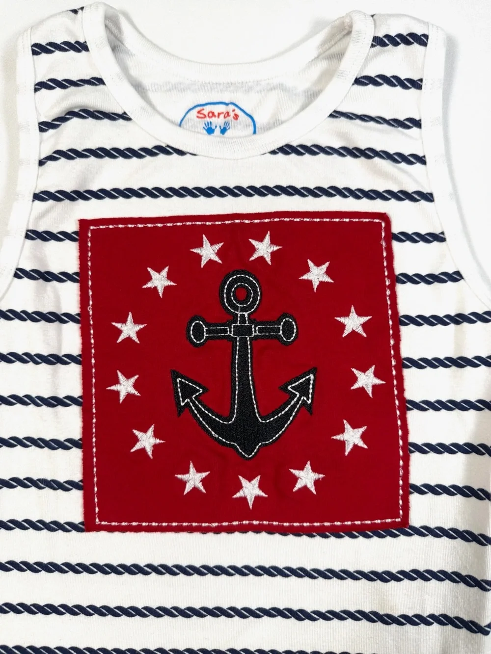 SARA’S PRINTS Boys 6 Nautical Coastal Navy‎ USA Patriotic Sleepwear Tank
